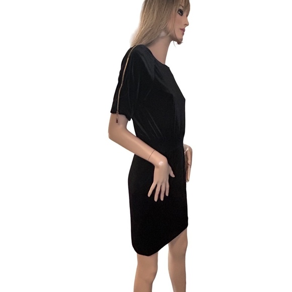 VERO MODA Katie Dress Plush Velvet Sheath Short Sleeve Zipper Pockets - Picture 7 of 16
